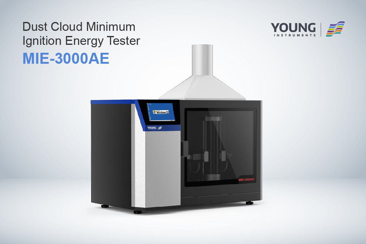 A spark ignites a fuel-air mixture in the minimum ignition energy tester, causing a controlled explosion