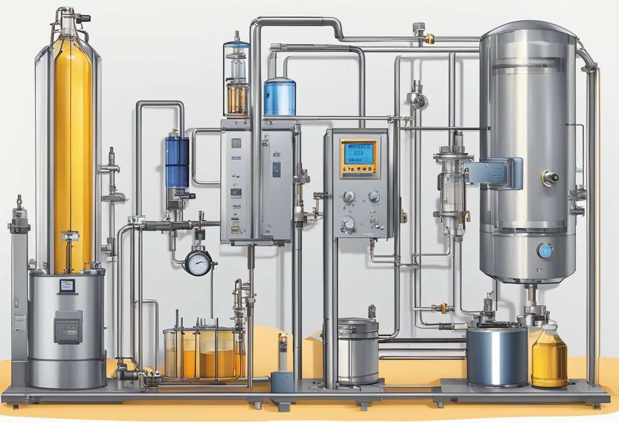 A sleek, modern calorimeter setup with various instruments and gauges, designed specifically for testing battery performance