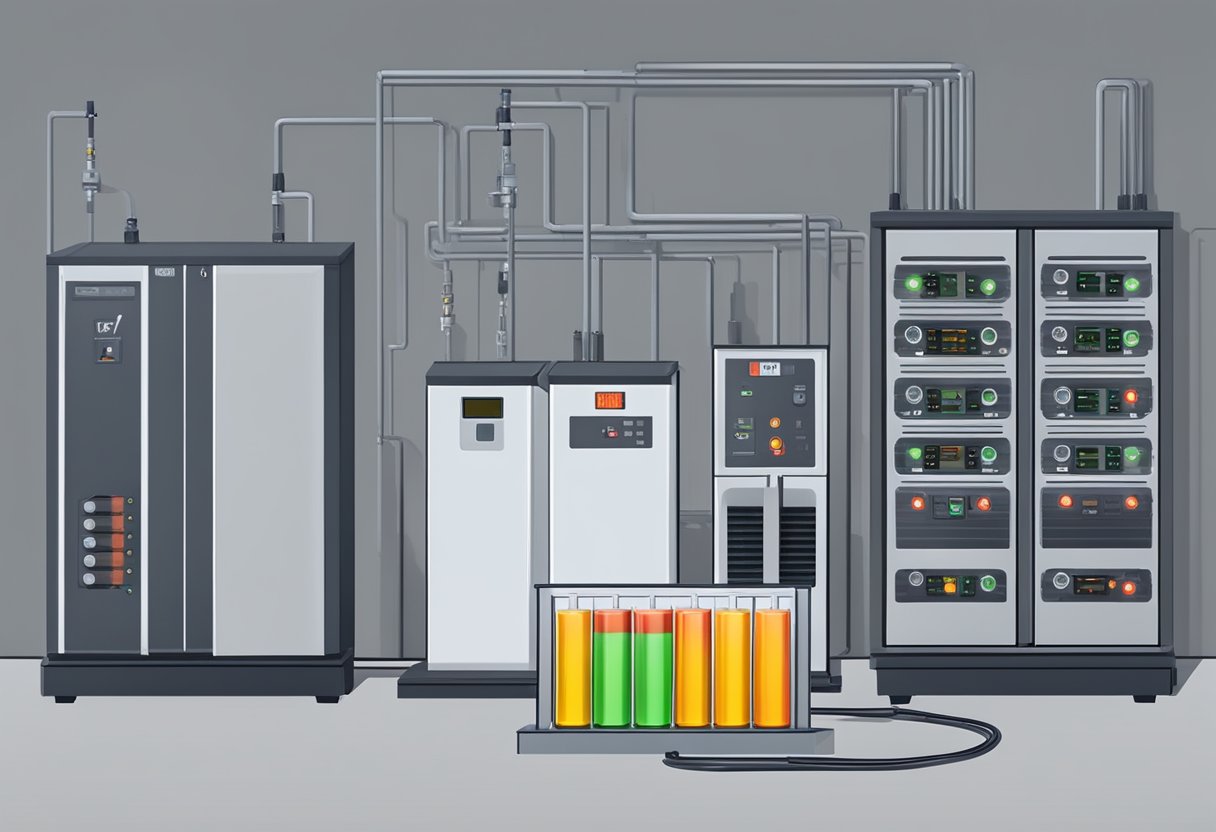 A battery is placed in a controlled environment with temperature sensors, showing signs of overheating and potential thermal abuse