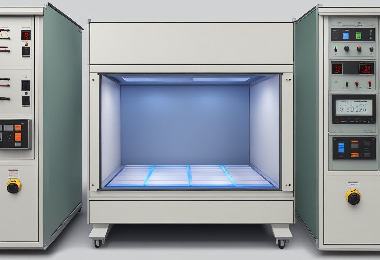 A Thermal Hazards Tester with a control panel, heating elements, and a safety enclosure for testing materials at high temperatures